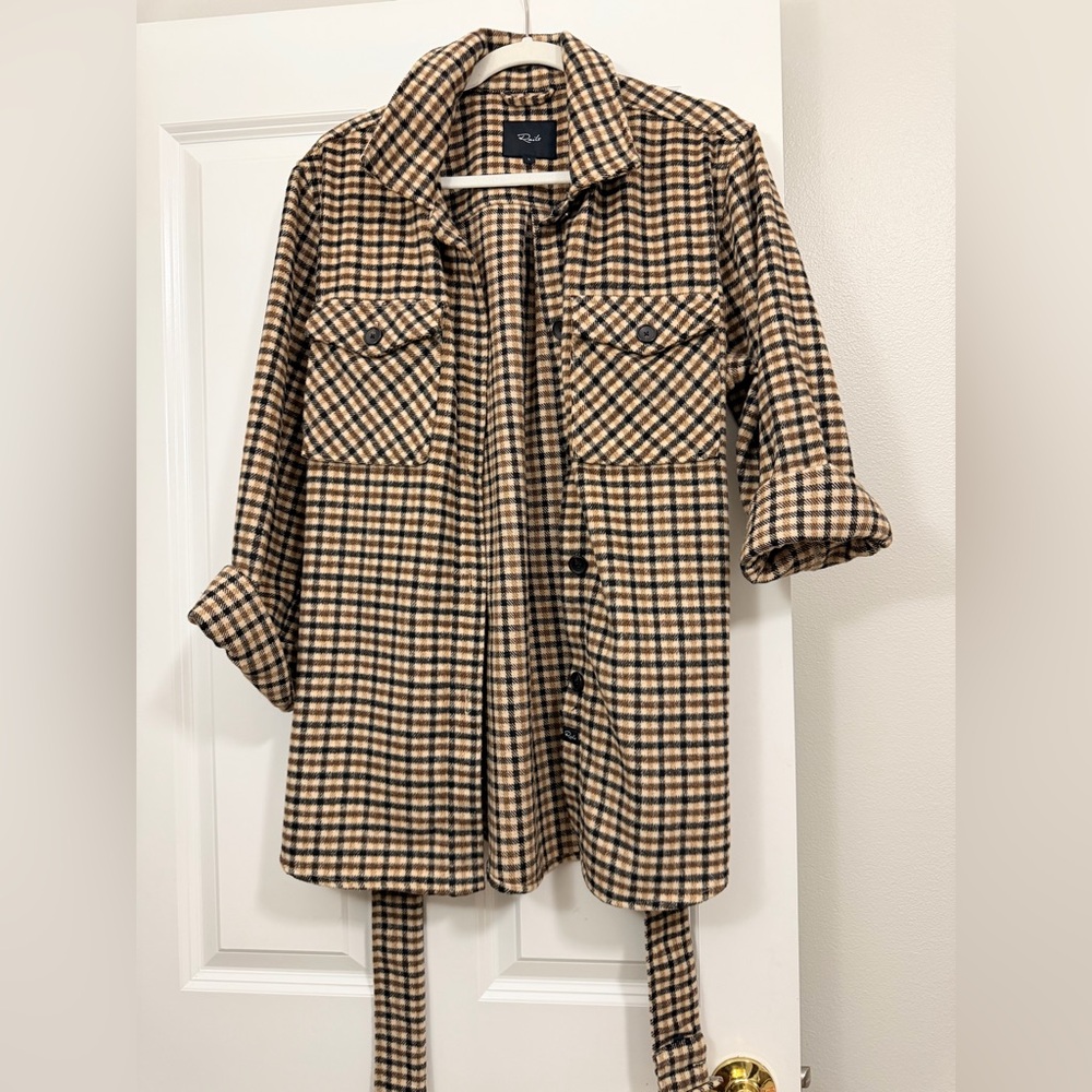 Rails Checkered Utility Jacket in Black and Tan